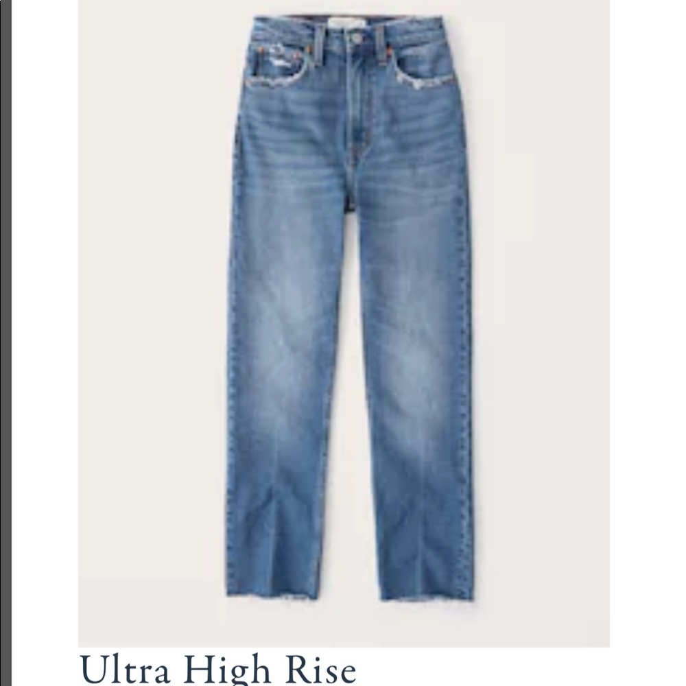 Abercrombie & Fitch Ultra High Rise Ankle Straight Jeans, Medium Wash, 25 short